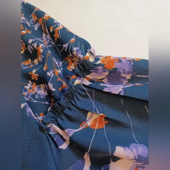 Zac & Rachel Navy Blue With Purple And Orange Flowers - Picture 6 of 12